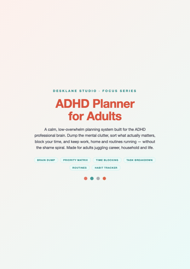 Preview of the ADHD planner for adults, brain-dump page